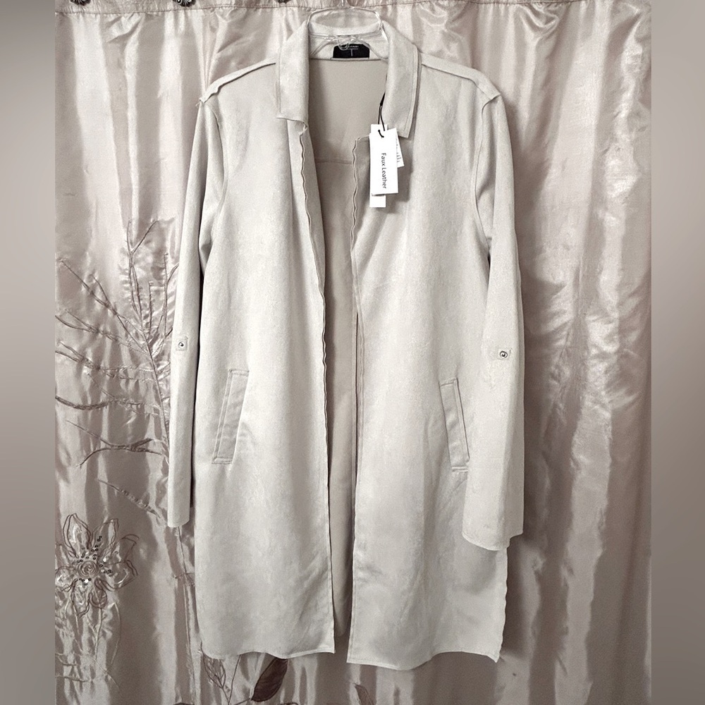 Tahari Cream Leather Jacket